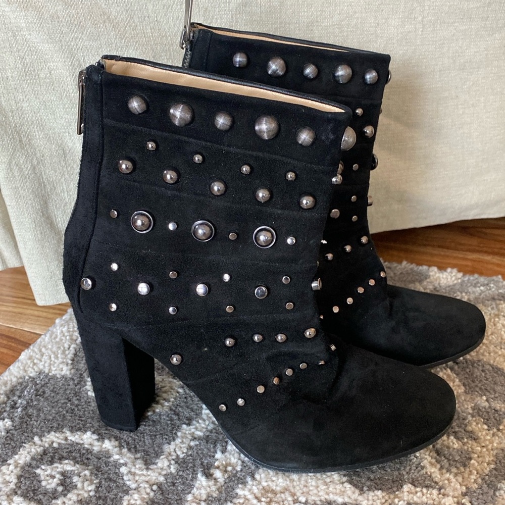 Badgley Mischka black studded ankle boots